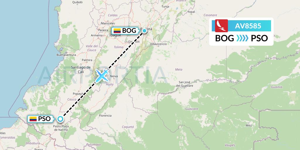 AV8585 Avianca Flight Map: Bogota to Pasto