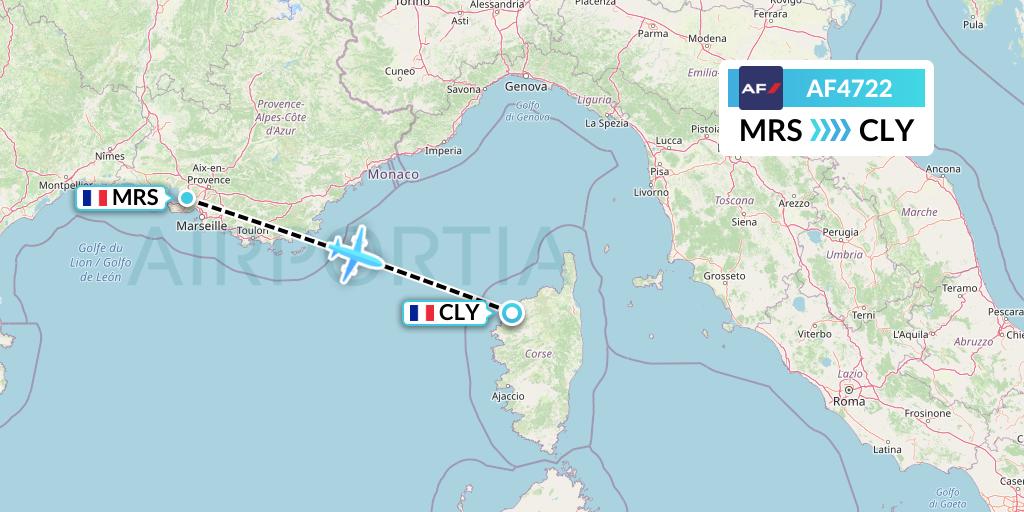 AF4722 Air France Flight Map: Marseille to Calvi