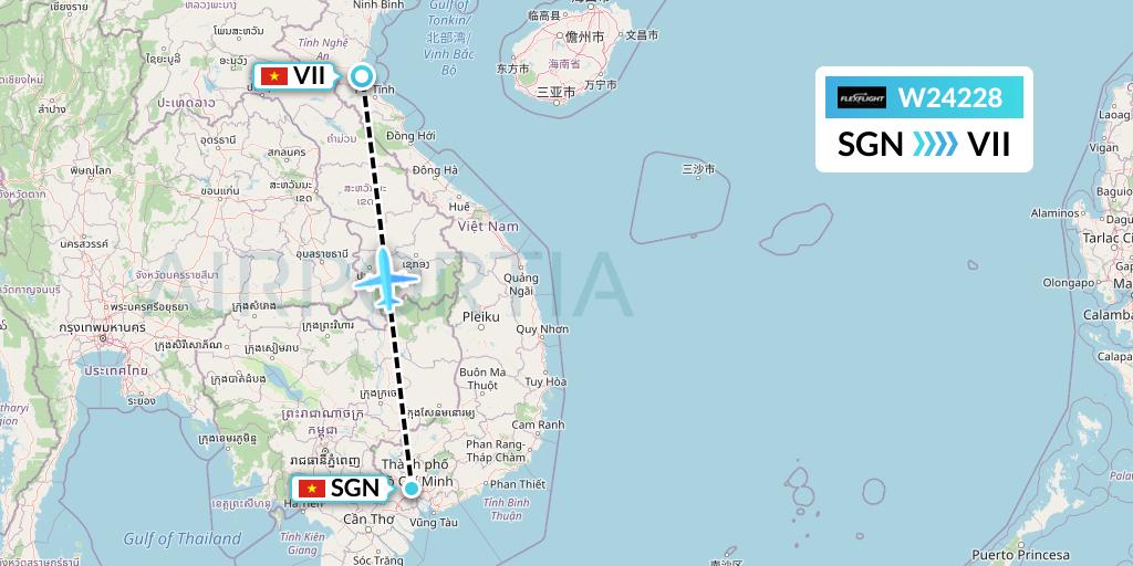 W24228 Flex Flight Flight Map: Ho Chi Minh City to Vinh