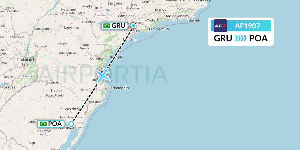 AF1907 Air France Flight Map: Sao Paulo to Porto Alegre