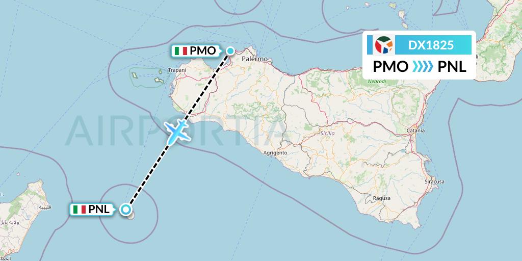 DX1825 Danish Air Transport Flight Map: Palermo to Pantelleria