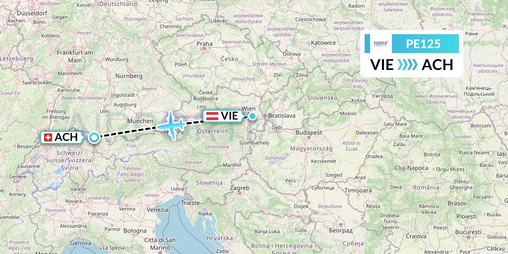 PE125 People's Viennaline Flight Map: Vienna to St. Gallen