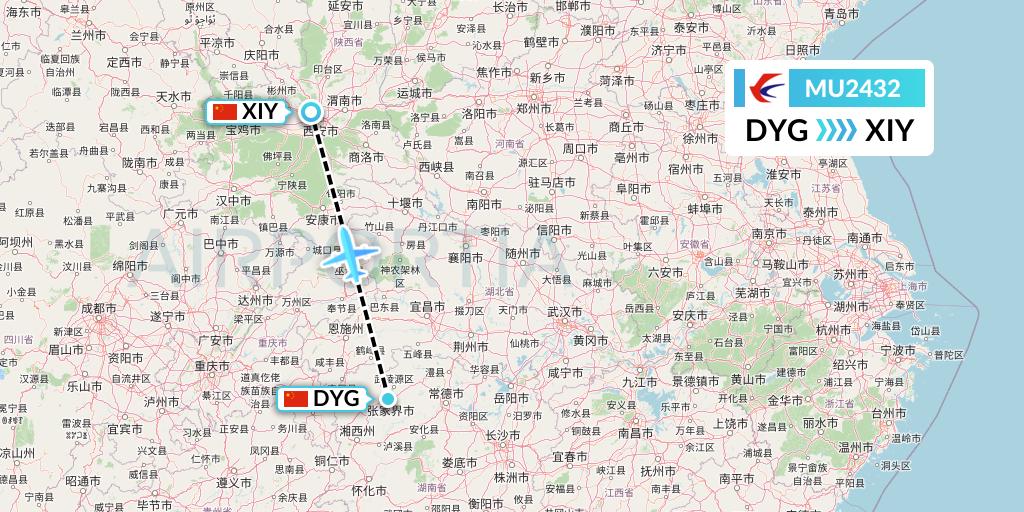 MU2432 China Eastern Airlines Flight Map: Dayong to Xi'an