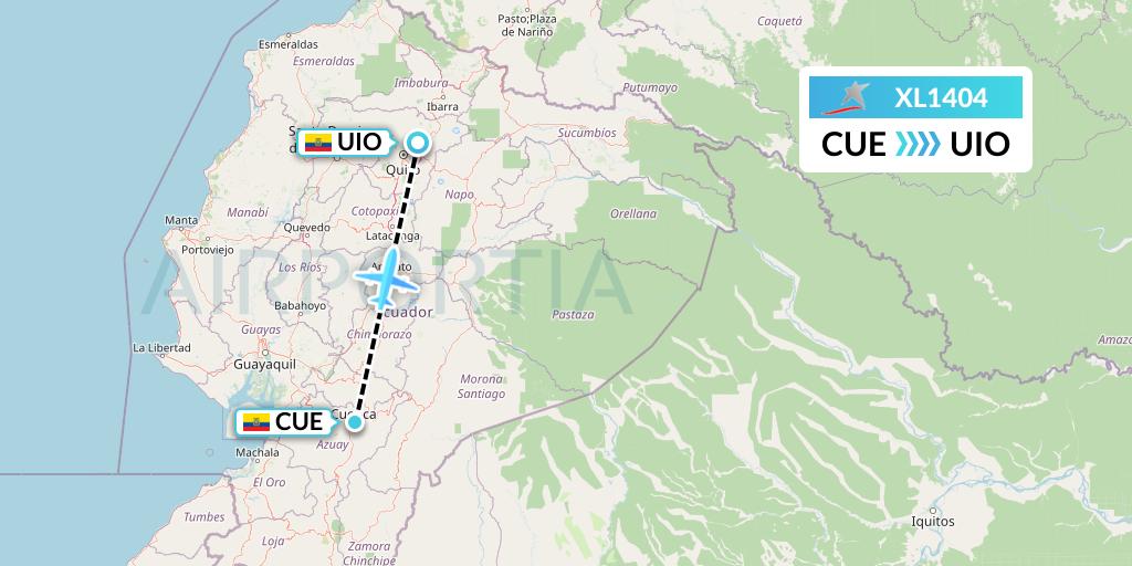XL1404 LATAM Airlines Ecuador Flight Map: Cuenca to Quito