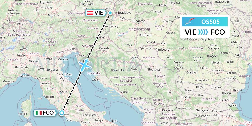 OS505 Austrian Airlines Flight Map: Vienna to Rome