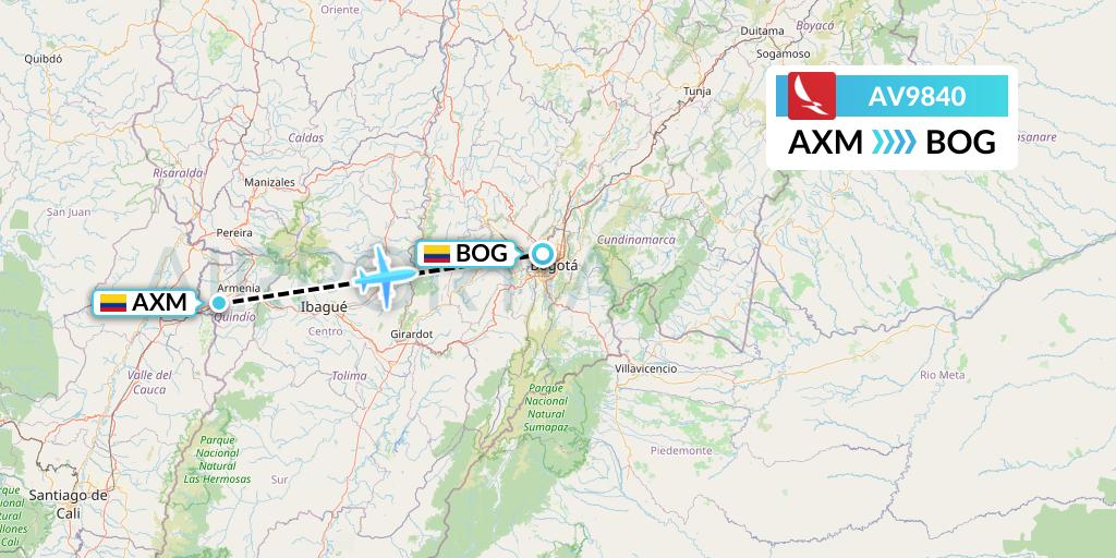 AV9840 Avianca Flight Map: Armenia to Bogota