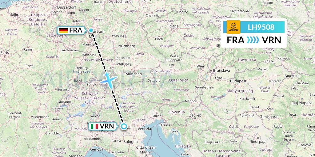 LH9508 Lufthansa Flight Map: Frankfurt to Verona
