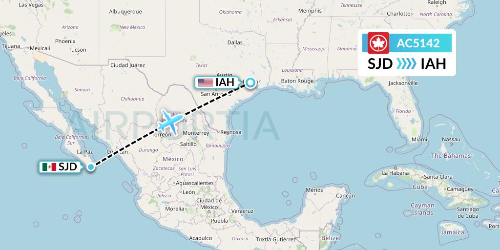AC5142 Air Canada Flight Map: San Jose del Cabo to Houston