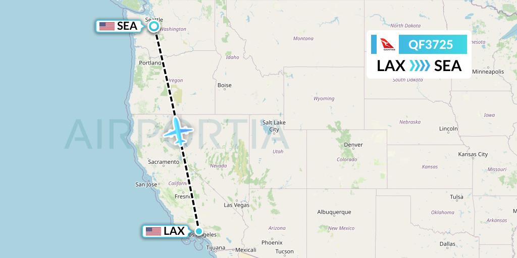 QF3725 Qantas Flight Map: Los Angeles to Seattle