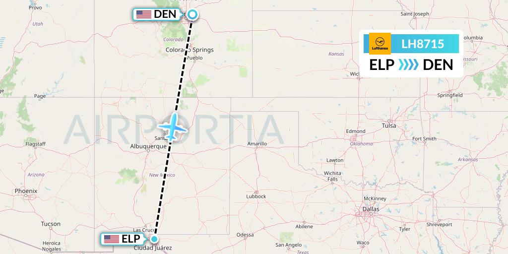 LH8715 Lufthansa Flight Map: El Paso to Denver