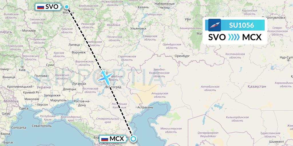 SU1056 Aeroflot Flight Map: Moscow to Makhachkala