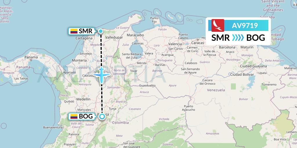 AV9719 Avianca Flight Map: Santa Marta to Bogota