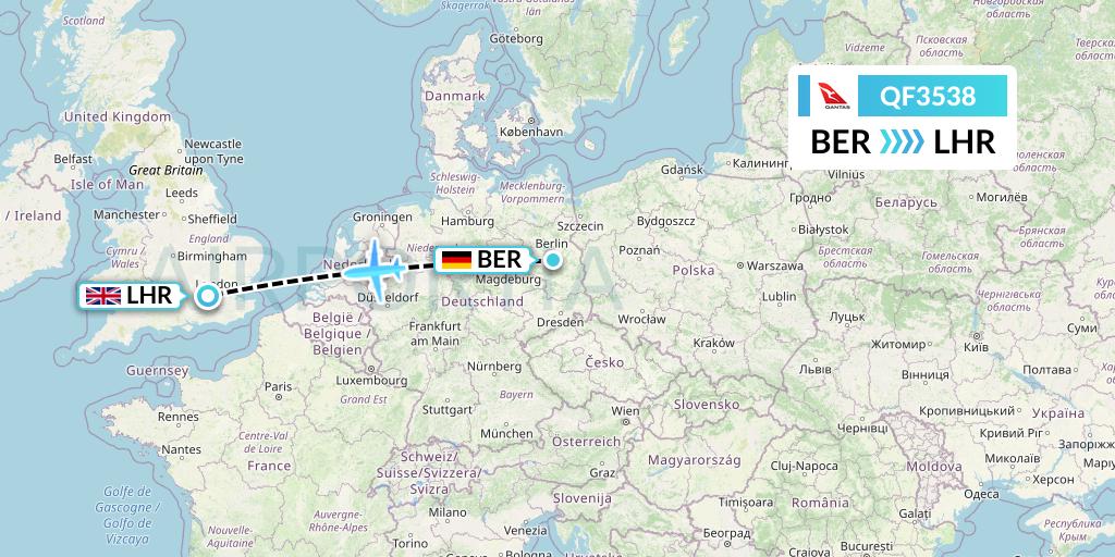 QF3538 Qantas Flight Map: Berlin to London