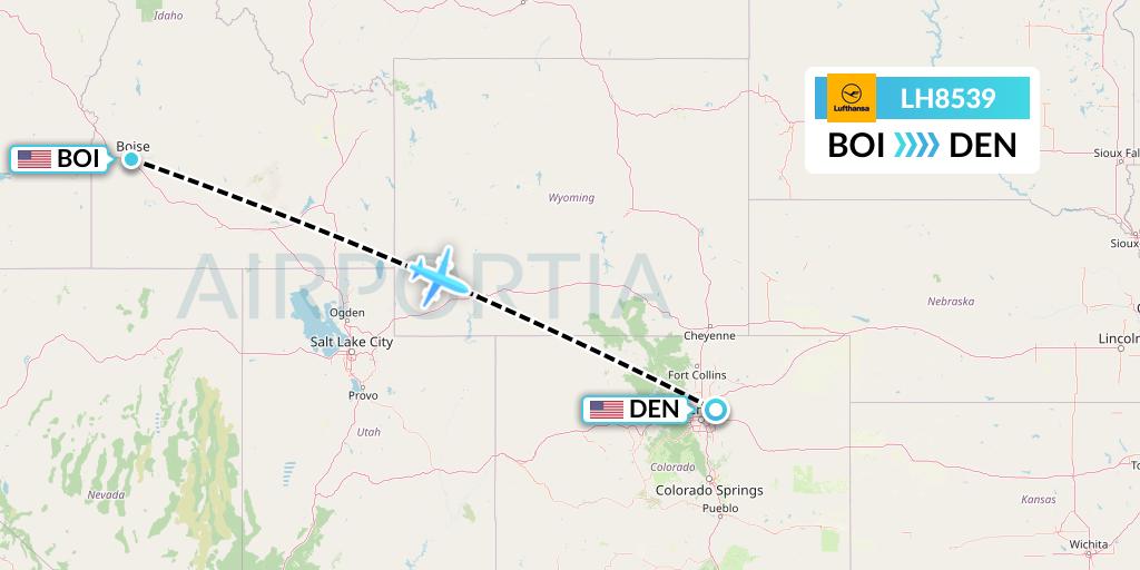 LH8539 Lufthansa Flight Map: Boise to Denver