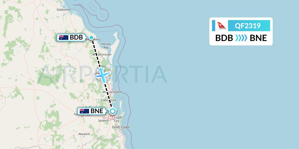 QF2319 Qantas Flight Map: Bundaberg to Brisbane