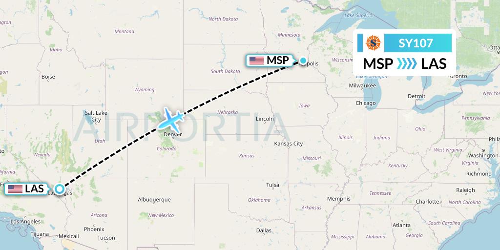 SY107 Sun Country Airlines Flight Map: Minneapolis to Las Vegas