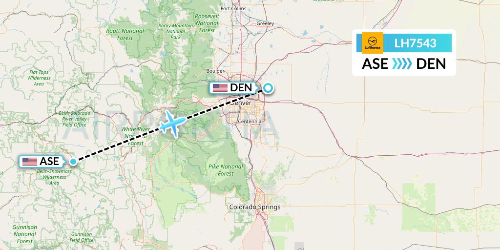 LH7543 Lufthansa Flight Map: Aspen to Denver
