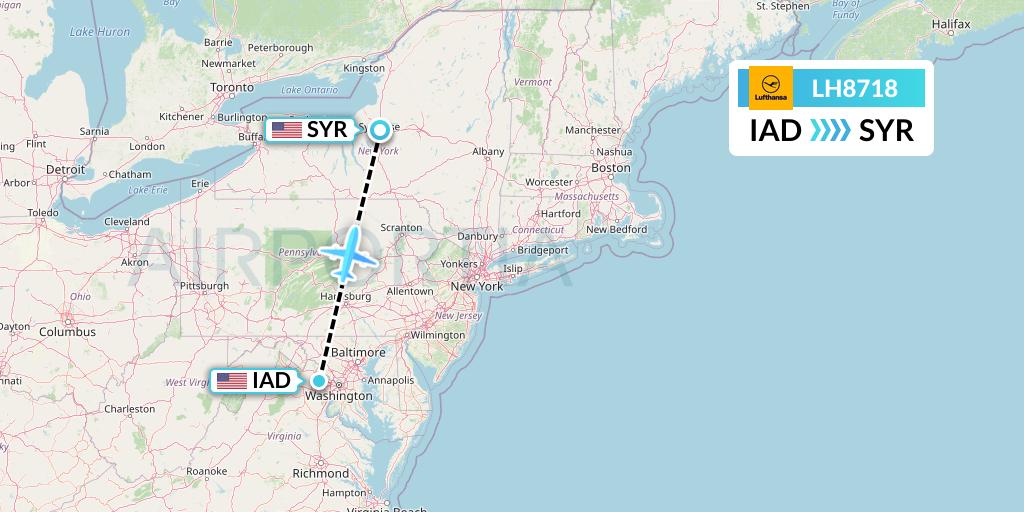 LH8718 Lufthansa Flight Map: Washington to Syracuse