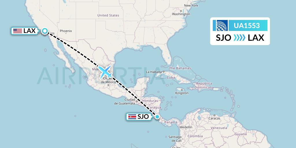 UA1553 United Airlines Flight Map: San Jose to Los Angeles