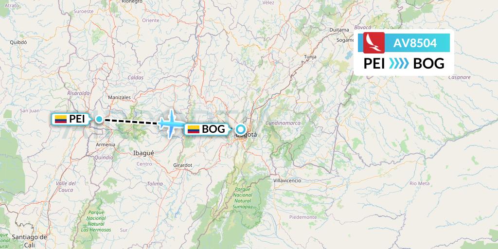 AV8504 Avianca Flight Map: Pereira to Bogota