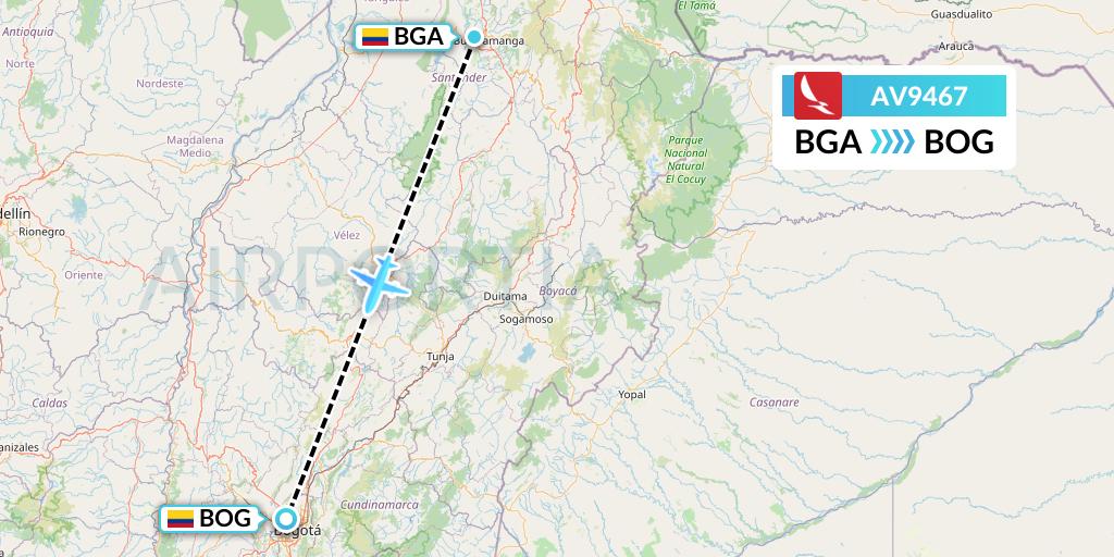 AV9467 Avianca Flight Map: Bucaramanga to Bogota