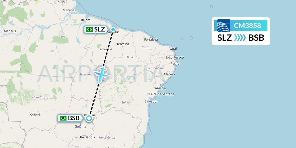 CM3858 Copa Airlines Flight Map: Sao Luis to Brasilia