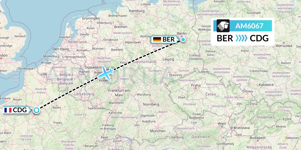AM6067 Aeromexico Flight Map: Berlin to Paris