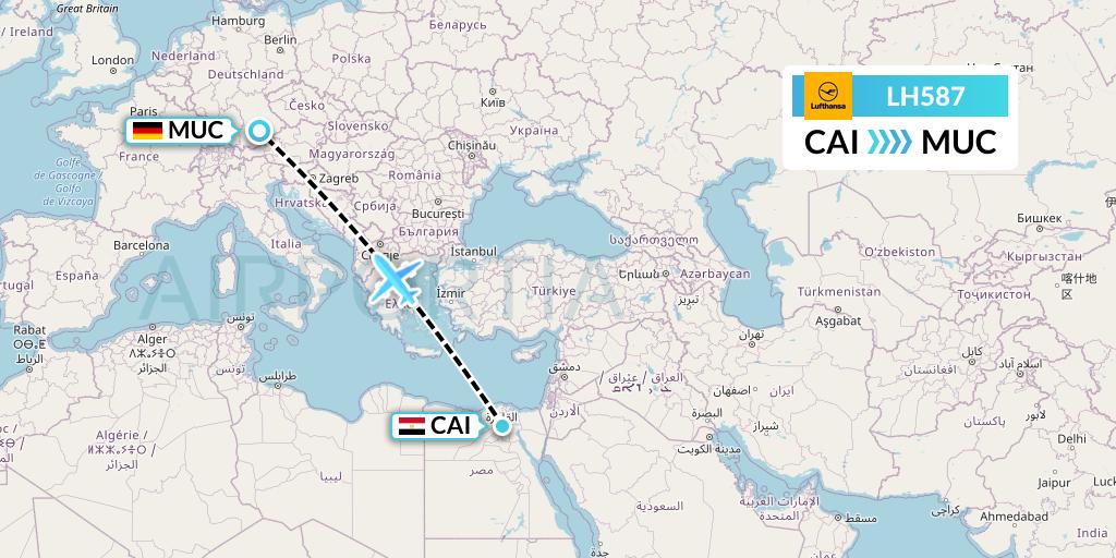 LH587 Lufthansa Flight Map: Cairo to Munich