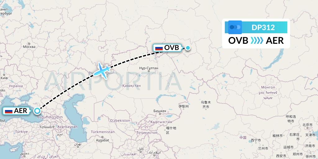 DP312 Pobeda Flight Map: Novosibirsk to Sochi