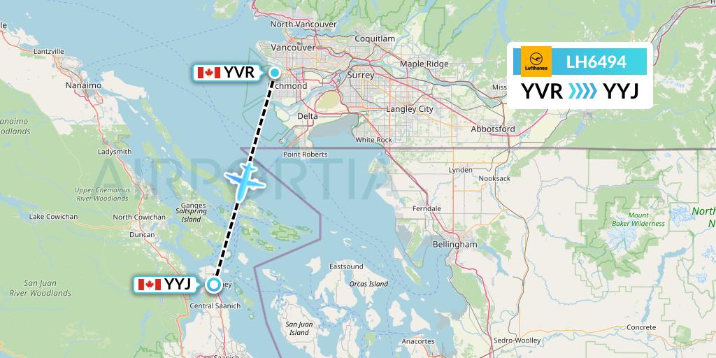 LH6494 Lufthansa Flight Map: Vancouver to Victoria