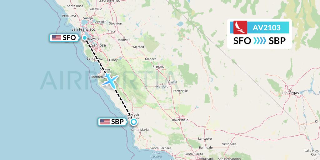 AV2103 Avianca Flight Map: San Francisco to San Luis Obispo