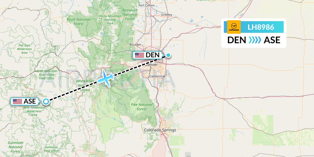 LH8986 Lufthansa Flight Map: Denver to Aspen