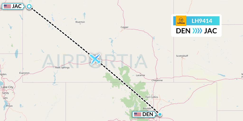 LH9414 Lufthansa Flight Map: Denver to Jackson