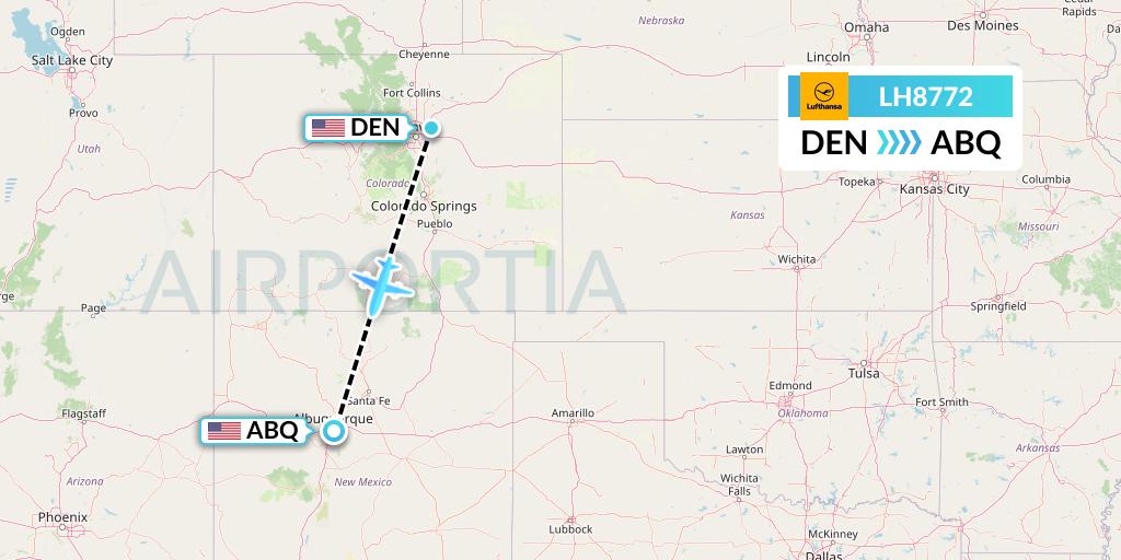 LH8772 Lufthansa Flight Map: Denver to Albuquerque