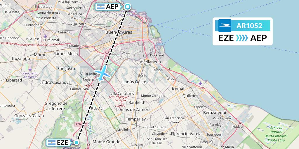 AR1052 Aerolineas Argentinas Flight Map: Buenos Aires to Buenos Aires