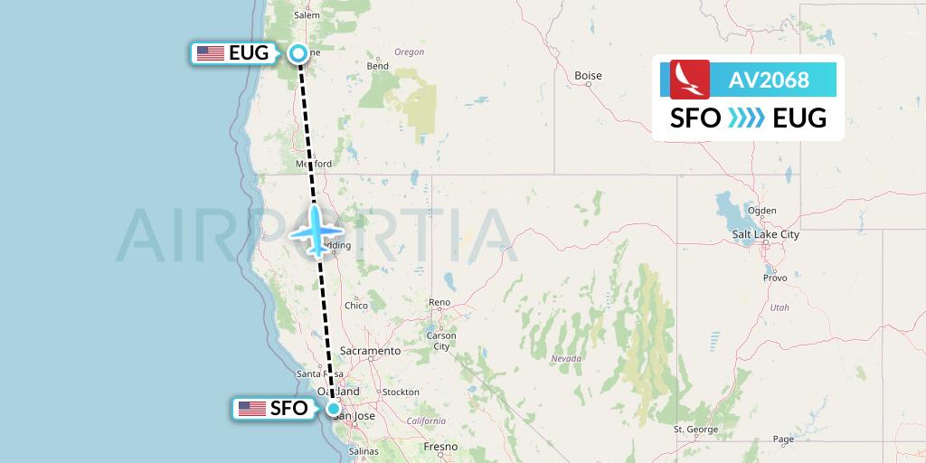 AV2068 Avianca Flight Map: San Francisco to Eugene