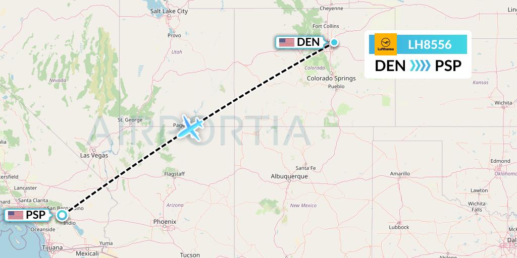 LH8556 Lufthansa Flight Map: Denver to Palm Springs