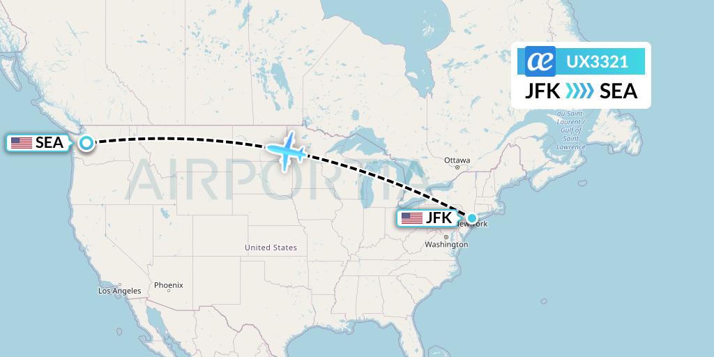 UX3321 Air Europa Flight Map: New York to Seattle