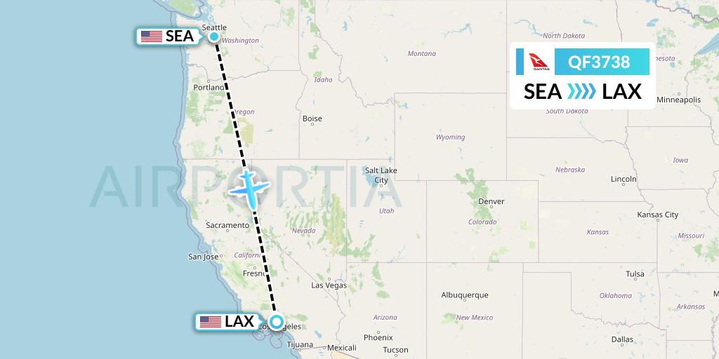 QF3738 Qantas Flight Map: Seattle to Los Angeles