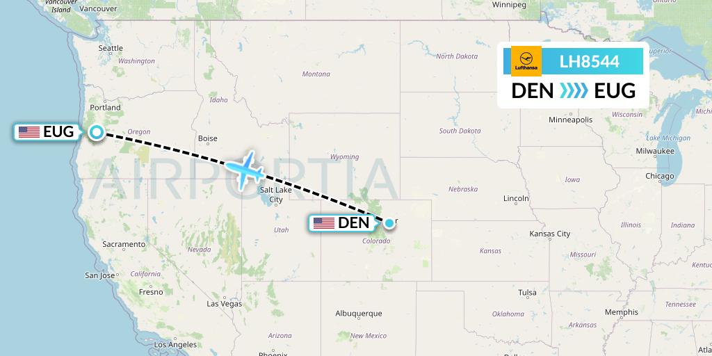 LH8544 Lufthansa Flight Map: Denver to Eugene