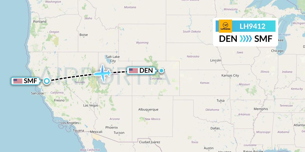 LH9412 Lufthansa Flight Map: Denver to Sacramento