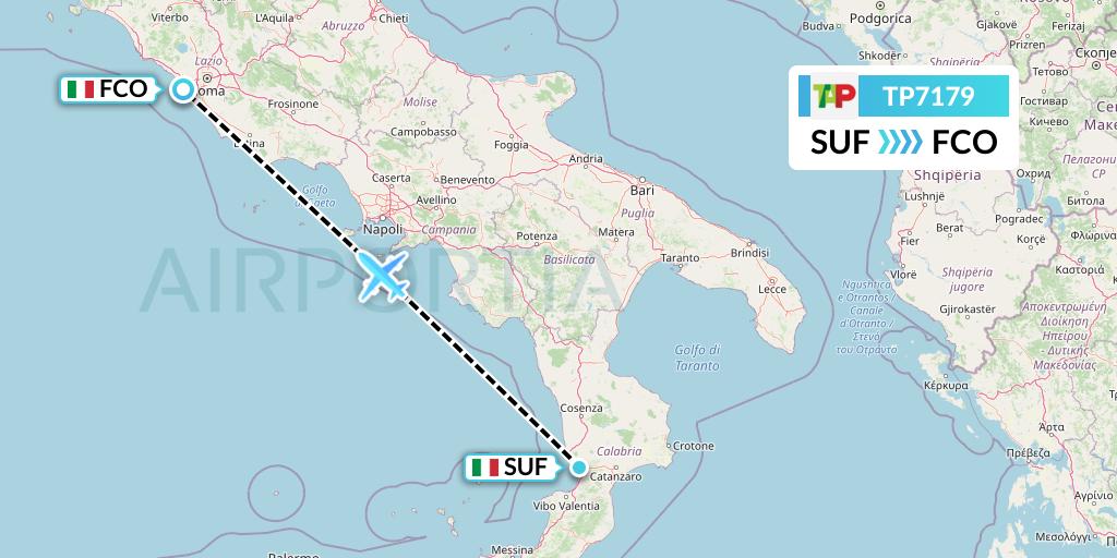 TP7179 TAP Portugal Flight Map: Lamezia Terme to Rome