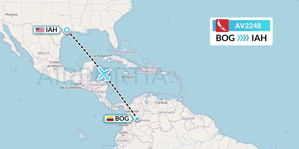 AV2248 Avianca Flight Map: Bogota to Houston
