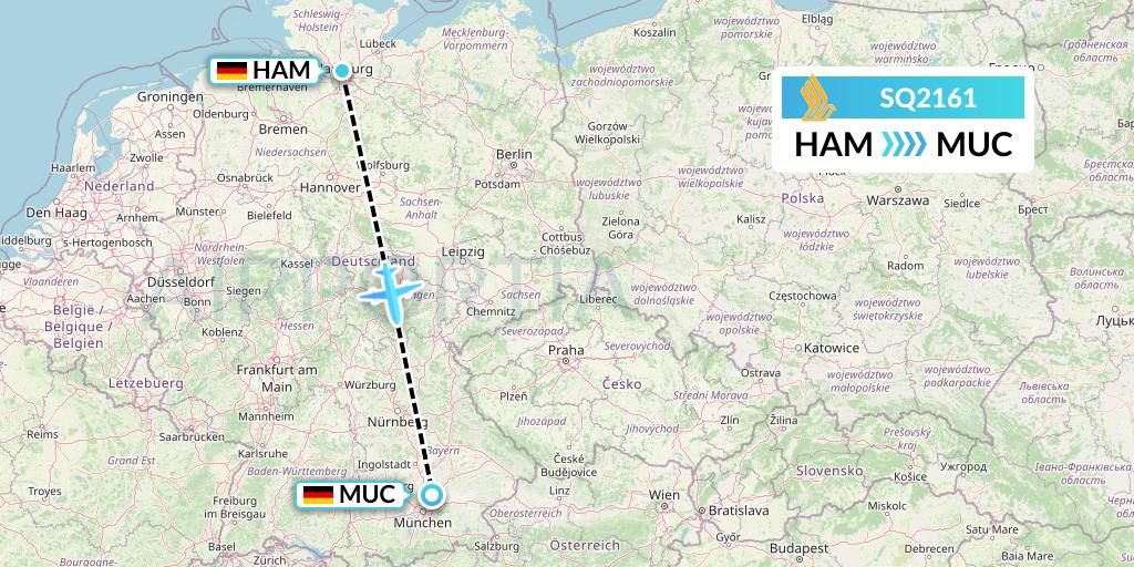 SQ2161 Singapore Airlines Flight Map: Hamburg to Munich