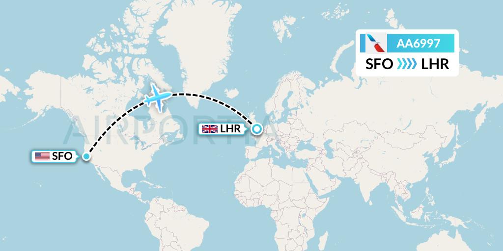 AA6997 American Airlines Flight Map: San Francisco to London