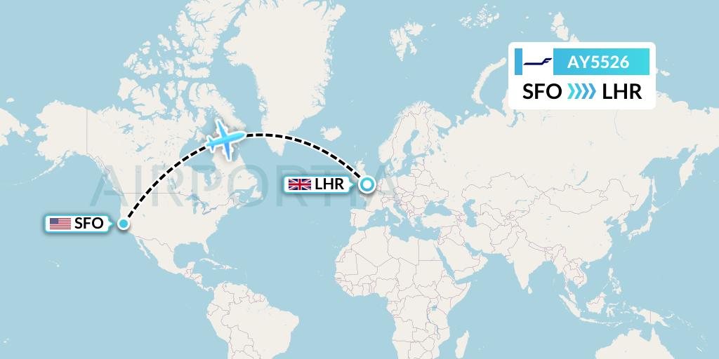 AY5526 Finnair Flight Map: San Francisco to London