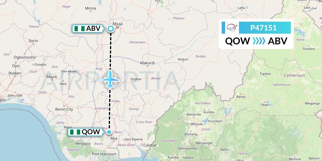 P47151 Air Peace Flight Map: Owerri to Abuja