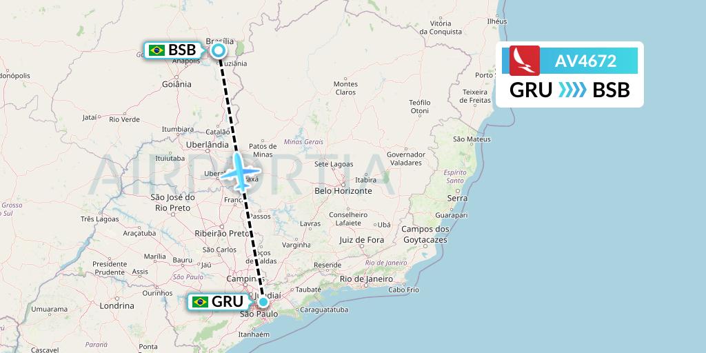 AV4672 Avianca Flight Map: Sao Paulo to Brasilia