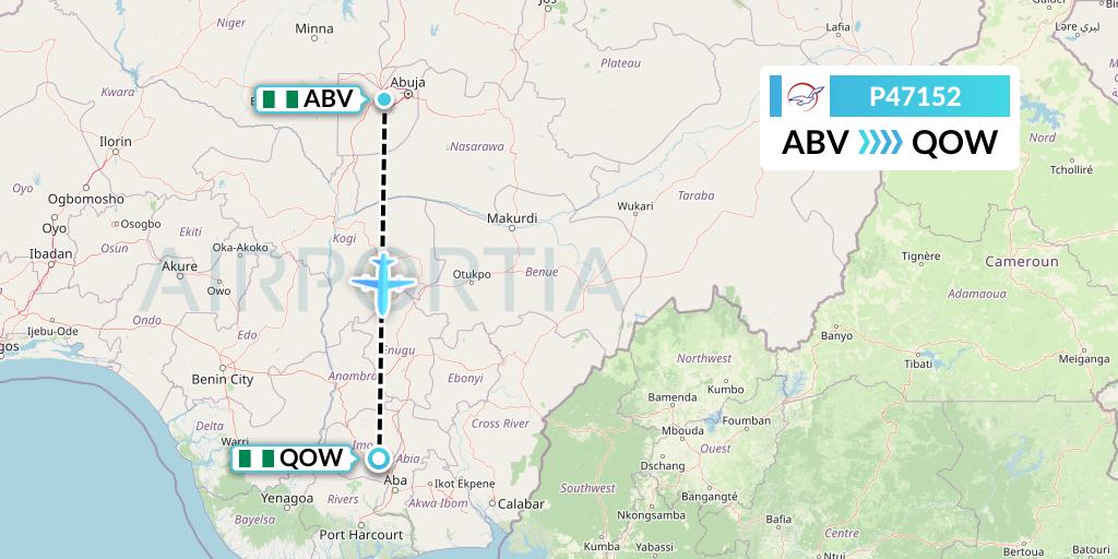 P47152 Air Peace Flight Map: Abuja to Owerri