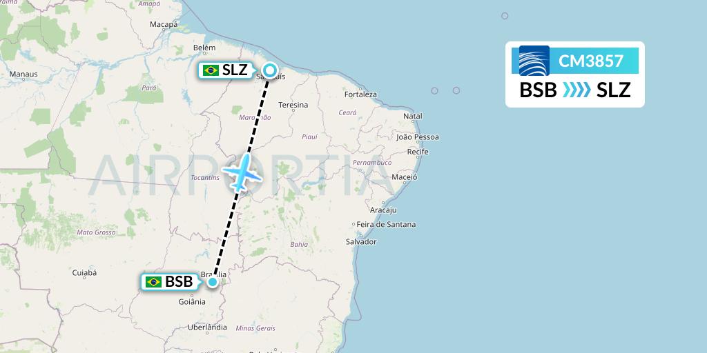 CM3857 Copa Airlines Flight Map: Brasilia to Sao Luis
